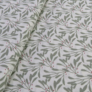 Tela de algodón de Navidad acebo ancho 150 cm (1 Unidad = 25cm, 2 unidades = 50cm, 3 unidades = 75cm...)