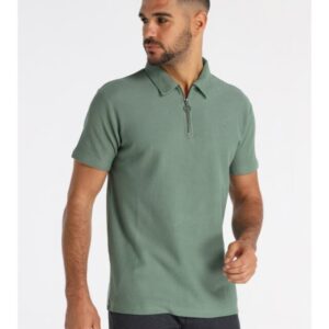 VICTORIO&LUCCHINO - Polo EN TEXTURA con Cuello de Cremallera en Algodón Verde REF213205