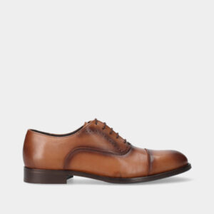 Zapato de piel hombre cognac con cordones estilo vestir elegante ref410101
