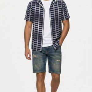 Camisa Gianni Lupo Bordada -azul marino - Estilo Retro & Aire Mediterráneo REF227116