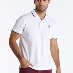 LOIS Polo Hombre Piqué Blanco con Franjas en Cuello y Manga Corta REF220805