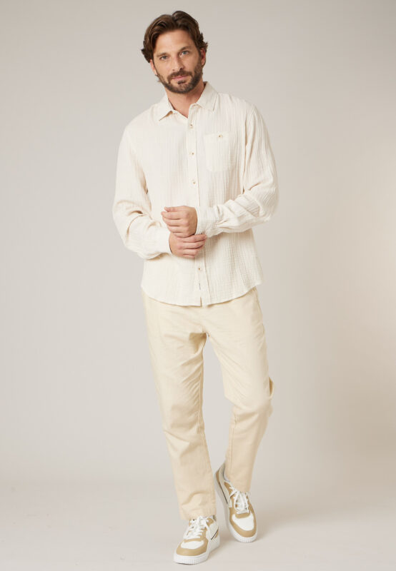 Camisa de gasa de algodón de manga larga para hombre ref 225205 - Imagen 2