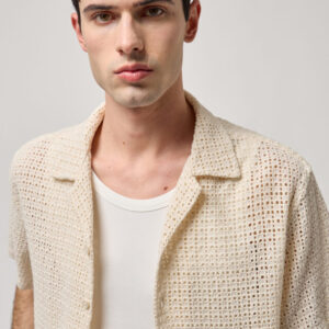 Camisa Gianni Lupo calada beige hombre