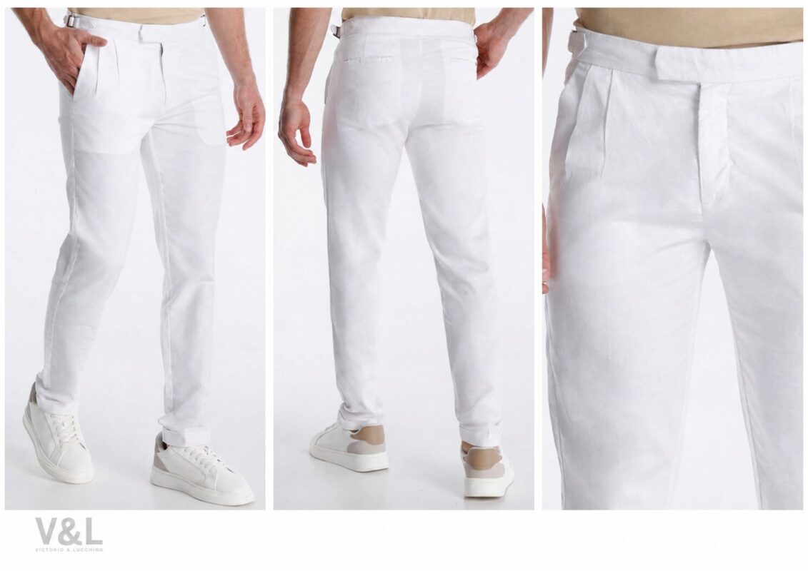 Pantalón chino hombre V&L Victorio & Lucchino blanco slim fit - Imagen 4