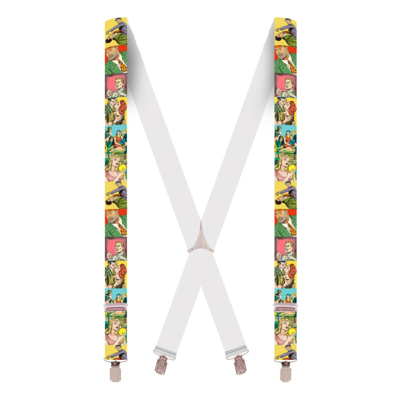 Tirante hombre estampado cómic | Tirantes originales para camisa blanca