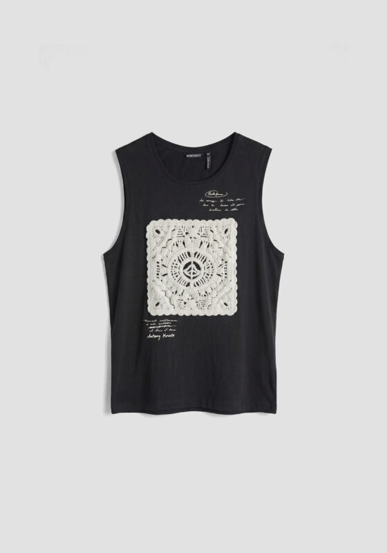 Camiseta Antony Morato Beach Collection crochet bordado negra REF 164001
