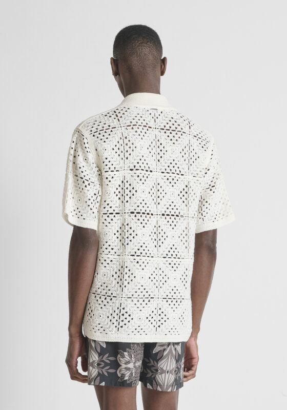 Jersey camisa Antony Morato Beachwear Collection relaxed fit crochet blanco ref416403 - Imagen 5
