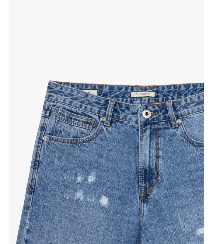 Bermuda vaquera Gianni Lupo regular fit con efecto desgastado ref252421 - Imagen 5