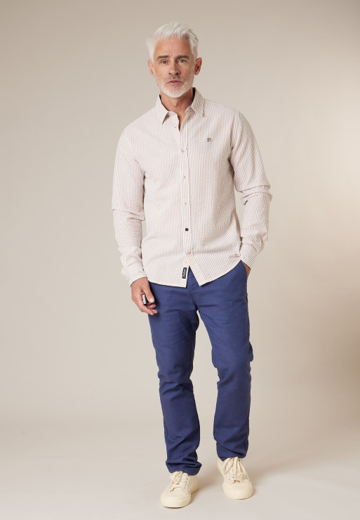 Camisa de hombre en algodón seersucker a rayas DEELUXE ref225206 - Imagen 4