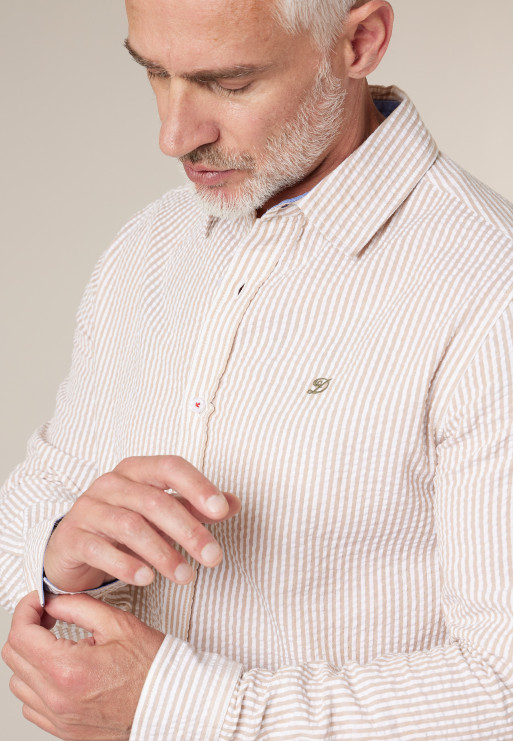 Camisa de hombre en algodón seersucker a rayas DEELUXE ref225206 - Imagen 3