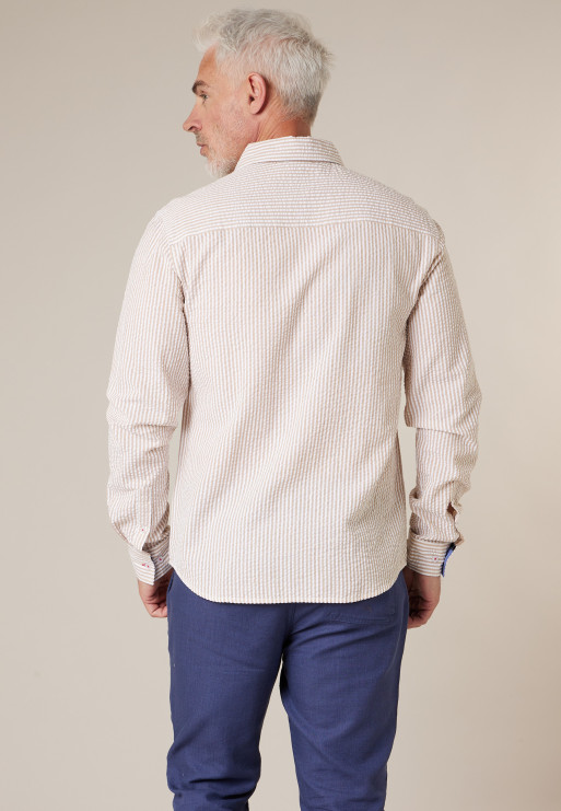 Camisa de hombre en algodón seersucker a rayas DEELUXE ref225206 - Imagen 2
