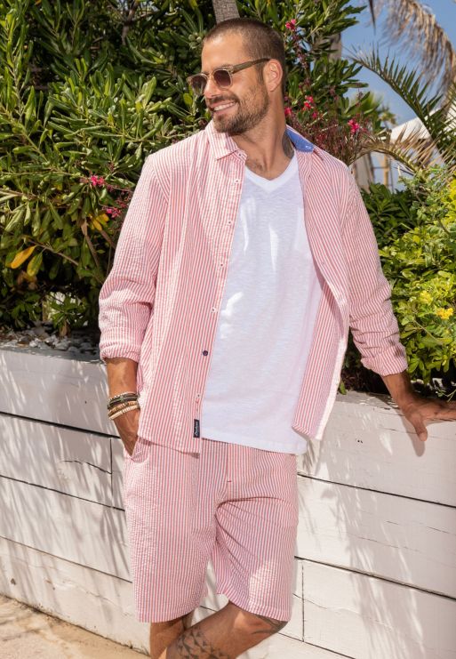 Deeluxe Camisa BALT de hombre en algodón seersucker a rayas ref 225205 - Imagen 2