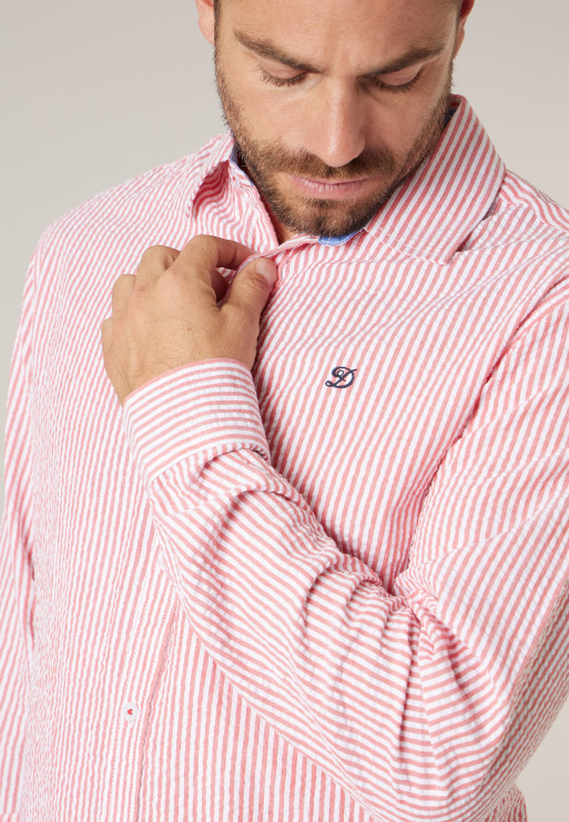 Deeluxe Camisa BALT de hombre en algodón seersucker a rayas ref 225205