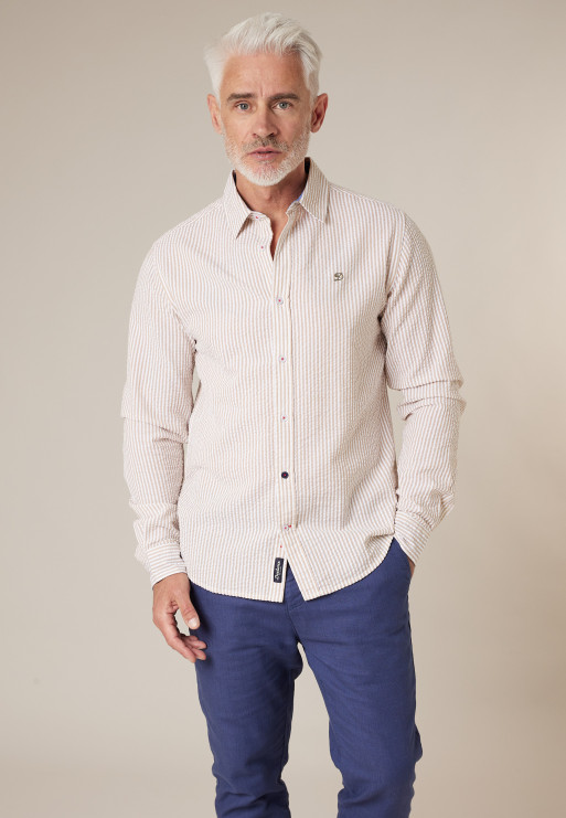 Camisa de hombre en algodón seersucker a rayas DEELUXE ref225206