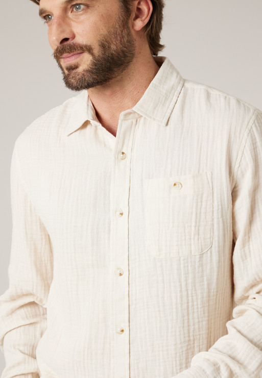 Camisa de gasa de algodón de manga larga para hombre ref 225205
