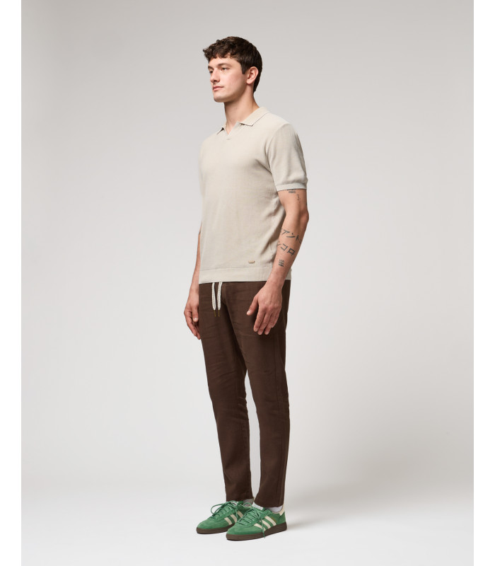 Pantalón Gianni Lupo de lino marrón con cordón ref 315501 - Imagen 8