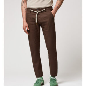 Pantalón Gianni Lupo de lino marrón con cordón ref 315501