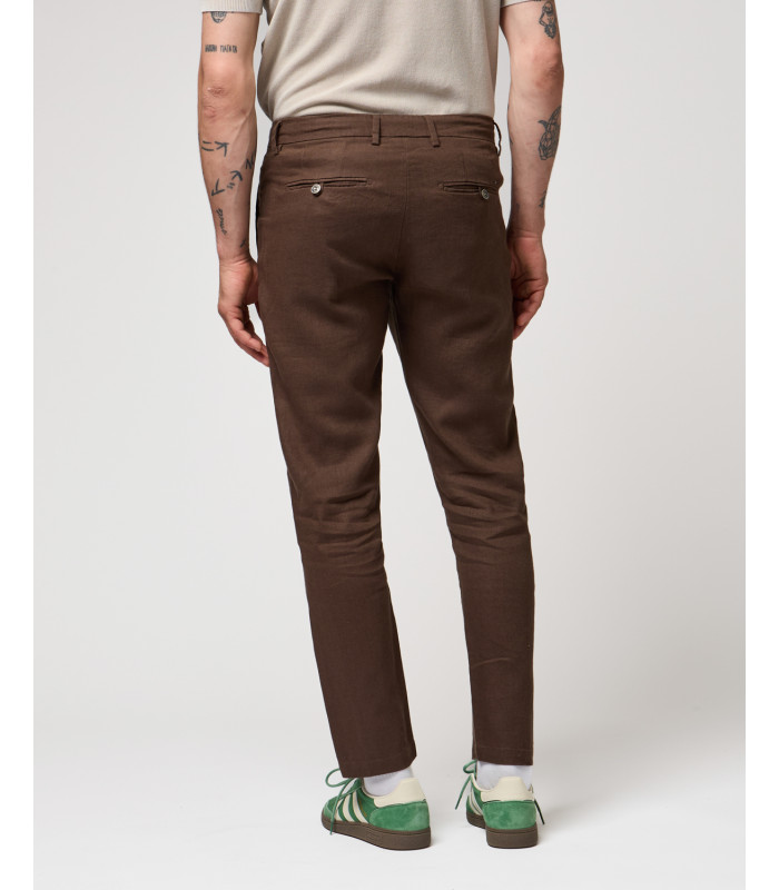 Pantalón Gianni Lupo de lino marrón con cordón ref 315501 - Imagen 6