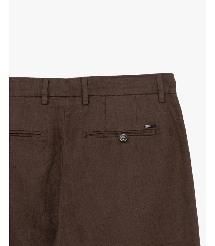 Pantalón Gianni Lupo de lino marrón con cordón ref 315501 - Imagen 3