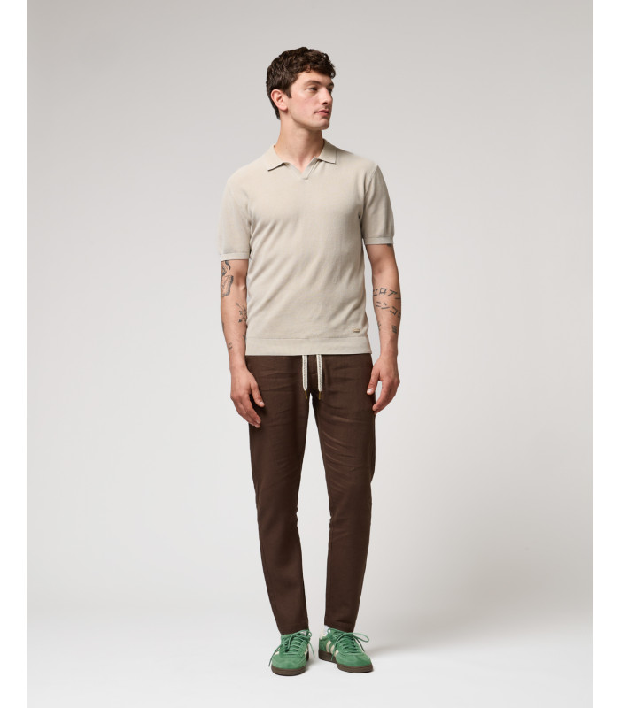 Pantalón Gianni Lupo de lino marrón con cordón ref 315501 - Imagen 2