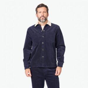 DEELUXE | Camisa Holgada de Pana Gideon para Hombre – Azul Marino 302801