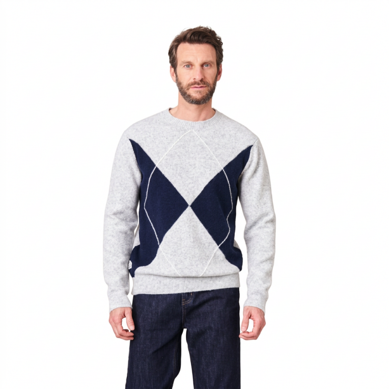 Jersey Deeluxe Hombre Punto Suave con Diseño de Diamantes Gris 252416