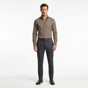 Camisa Café Hombre Dark&Fish Slim Fit | 80% Modal 20% Espandex 276308