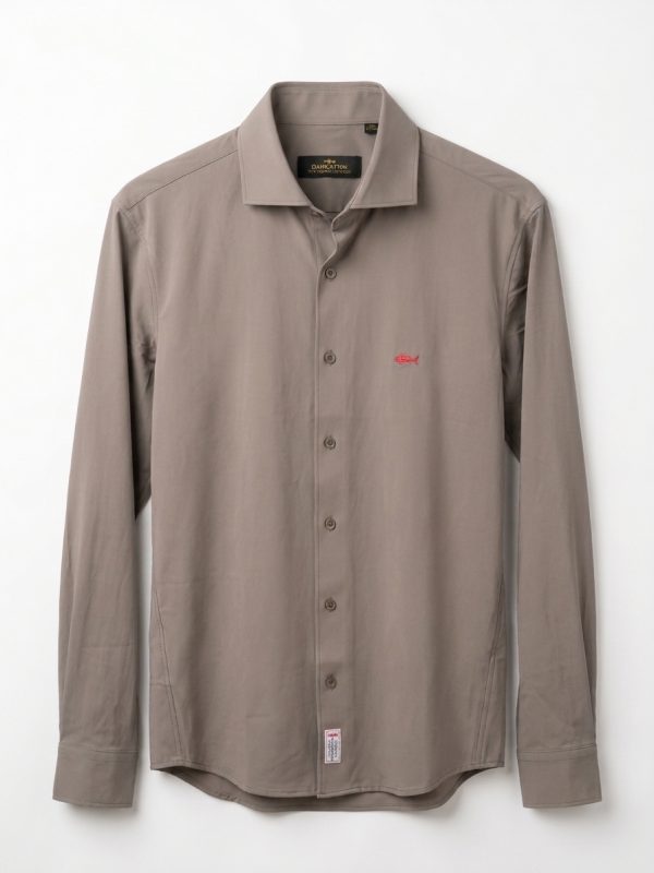 Camisa Café Hombre Dark&Fish Slim Fit | 80% Modal 20% Espandex 276308 - Imagen 2