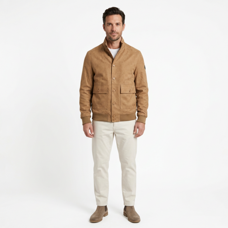 Chaqueta Dark&Fish Hombre Efecto Ante Camel Performance 554020 - Imagen 3