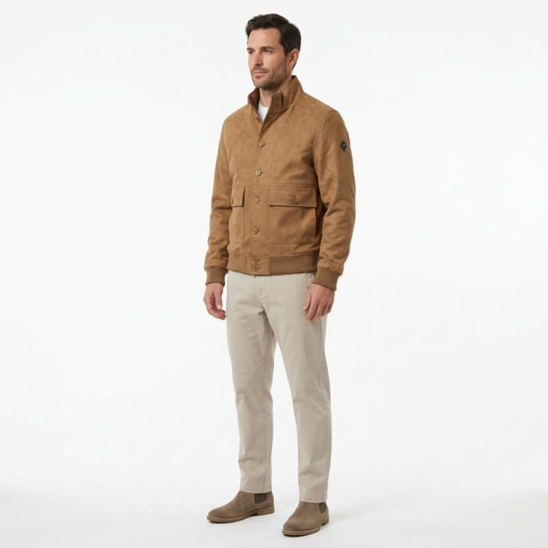Chaqueta Dark&Fish Hombre Efecto Ante Camel Performance 554020 - Imagen 2