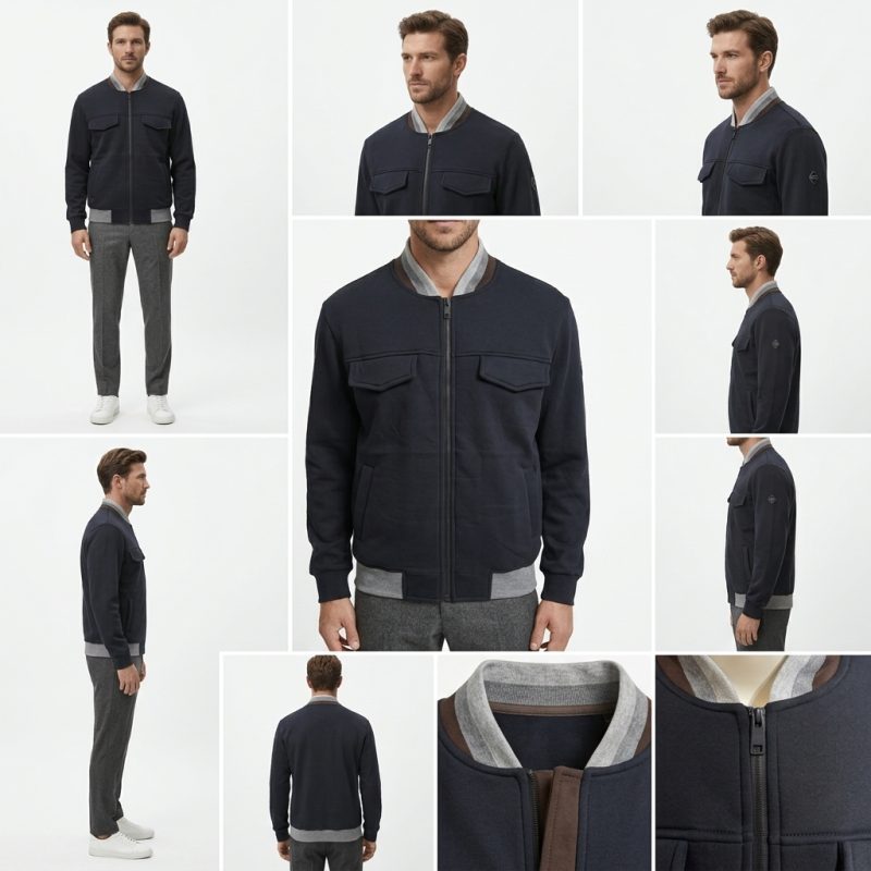 Chaqueta Bomber Dark&Fish en felpa Hombre Azul Marino 276313 - Imagen 6