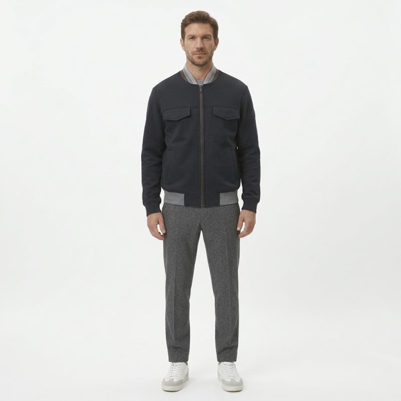 Chaqueta Bomber Dark&Fish en felpa Hombre Azul Marino 276313 - Imagen 2