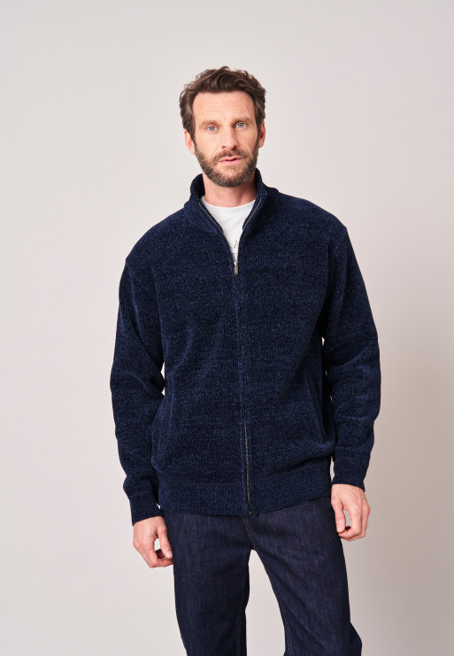 Chaqueta de Punto azul marino Chenilla Deeluxe Hombre 210101 - Imagen 2