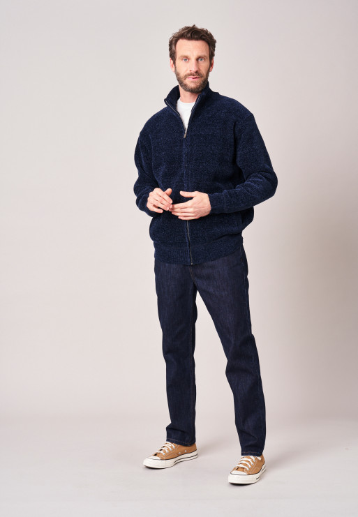 Chaqueta de Punto azul marino Chenilla Deeluxe Hombre 210101 - Imagen 3