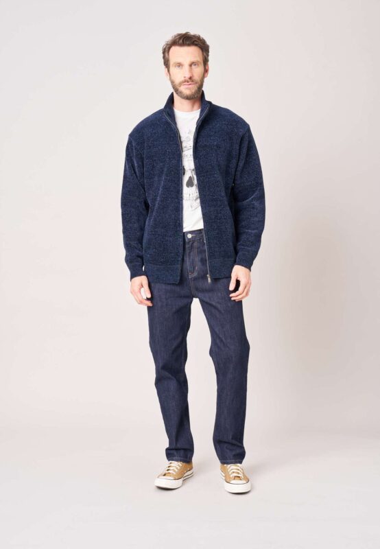 Chaqueta de Punto azul marino Chenilla Deeluxe Hombre 210101 - Imagen 5