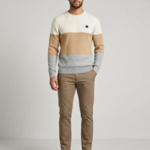 Jersey Tricolor en Punto Acanalado Dark & Fish 251137