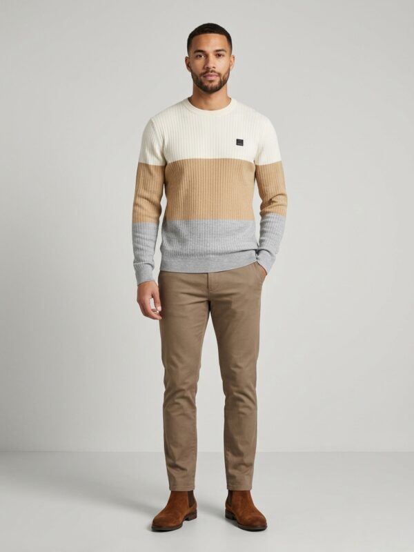 Jersey Tricolor en Punto Acanalado Dark & Fish 251137