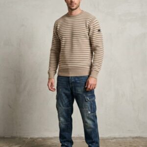 Jersey de Punto Estructurado a Rayas Beige y Marrón dark&fish 276310