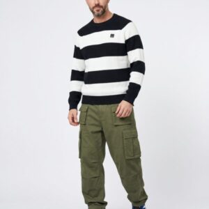Jersey Blockcolor bicolor marino/off white 'Dark&Fish' con Parche Metálico 263705
