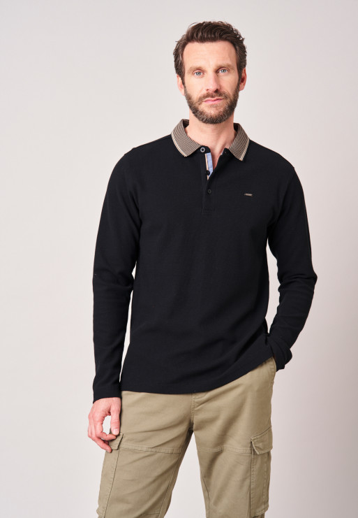 DEELUXE Polo de hombre de corte clásico en 100% algodón con ribete en contraste. Negro 176603 - Imagen 5
