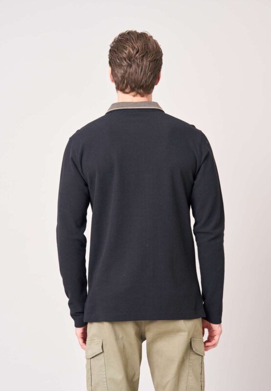 DEELUXE Polo de hombre de corte clásico en 100% algodón con ribete en contraste. Negro 176603 - Imagen 3