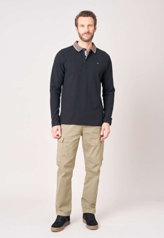 DEELUXE Polo de hombre de corte clásico en 100% algodón con ribete en contraste. Negro 176603 - Imagen 4