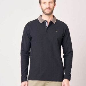 DEELUXE Polo de hombre de corte clásico en 100% algodón con ribete en contraste. Negro 176603