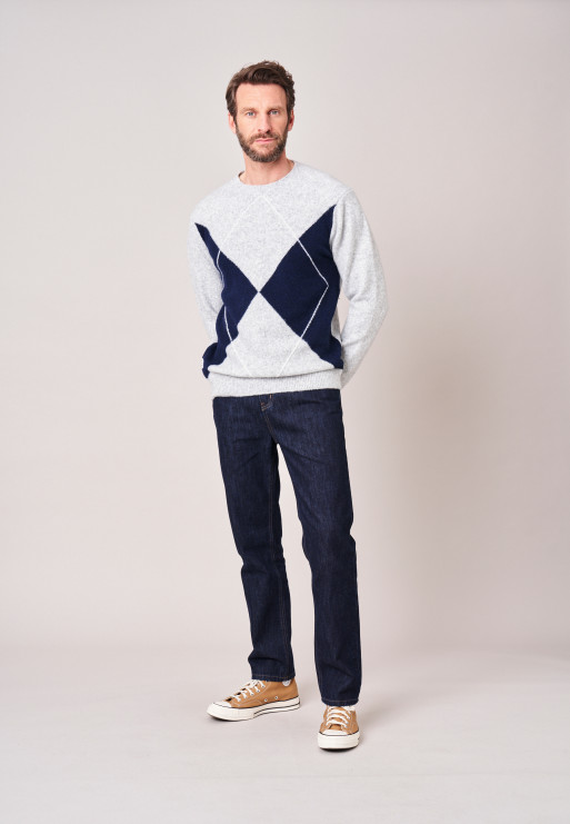 Jersey Deeluxe Hombre Punto Suave con Diseño de Diamantes Gris 252416 - Imagen 2