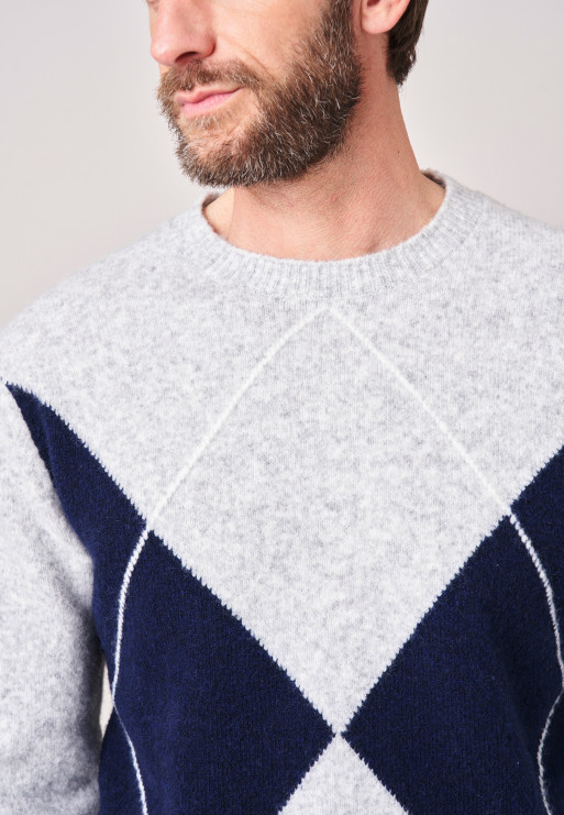 Jersey Deeluxe Hombre Punto Suave con Diseño de Diamantes Gris 252416 - Imagen 3
