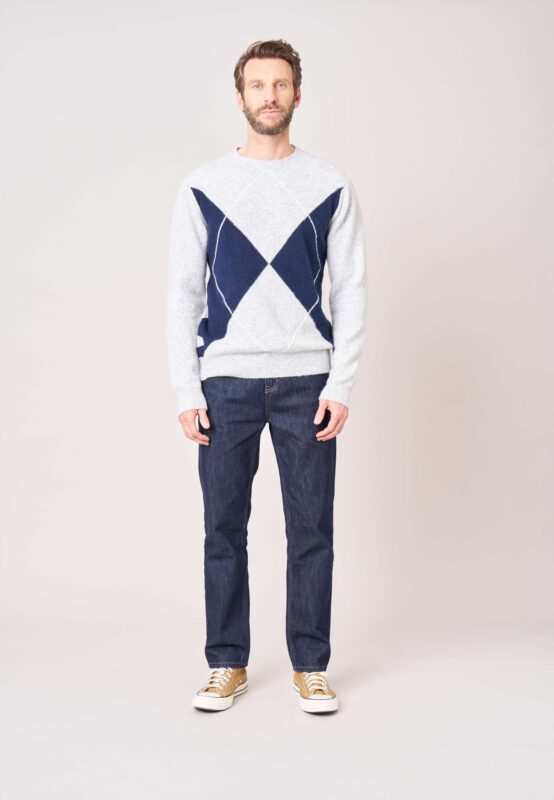 Jersey Deeluxe Hombre Punto Suave con Diseño de Diamantes Gris 252416 - Imagen 6