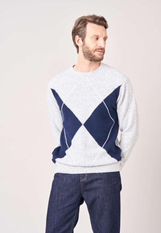 Jersey Deeluxe Hombre Punto Suave con Diseño de Diamantes Gris 252416 - Imagen 5
