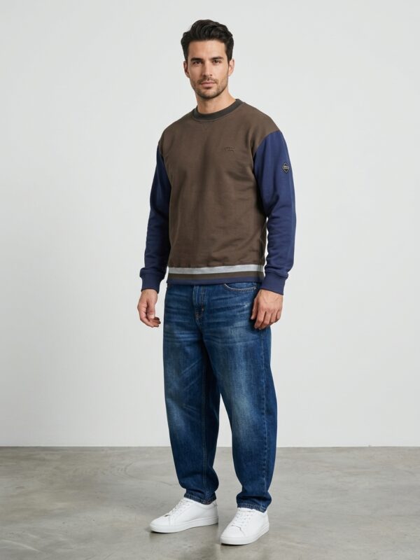 Sudadera bicolor Blockcolor marron y azul 'Dark&Fish' con Detalle en Relieve 251145 - Imagen 2