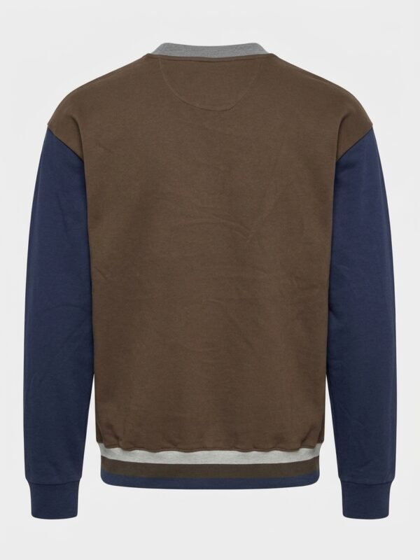 Sudadera bicolor Blockcolor marron y azul 'Dark&Fish' con Detalle en Relieve 251145 - Imagen 3