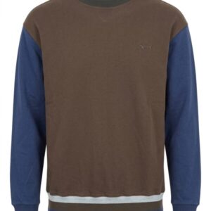 Sudadera bicolor Blockcolor marron y azul 'Dark&Fish' con Detalle en Relieve 251145